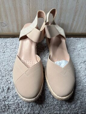 SHEIN Beige Canvas Espadrille Wedge Slingback Women's Sandals Size 11